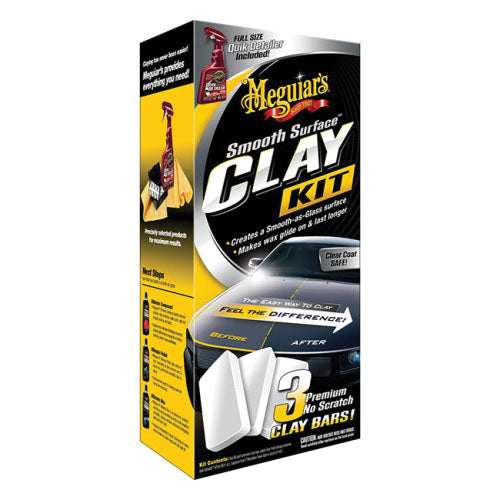 Meguiar's Smooth Surface G191700 Clay Kit, 60 g Clay Bar, 16 oz Quik Detailer Clay Bar, Light Blue,