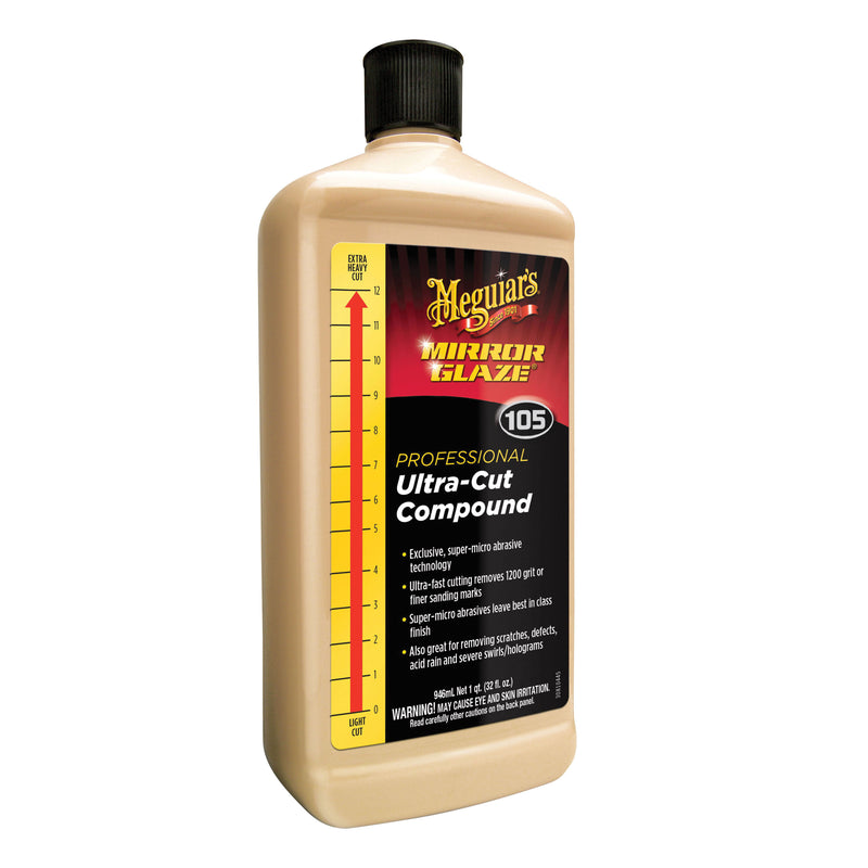 Meguiar's Mirror Glaze M10532 Ultra-Cut Compound, 32 oz Bottle, Gloss Creamy White, Liquid