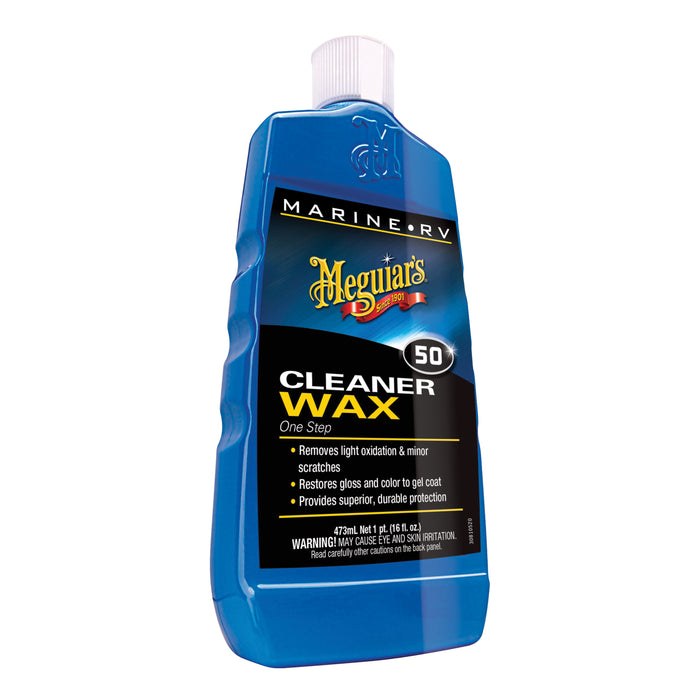 Meguiar's M5016 One Step Marine/RV Cleaner Wax, 16 oz Bottle, Cream Colored, Liquid