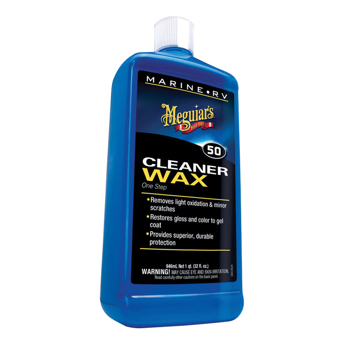 Meguiar's M5032 One Step Marine/RV Cleaner Wax, 32 oz Bottle, Cream Colored, Liquid
