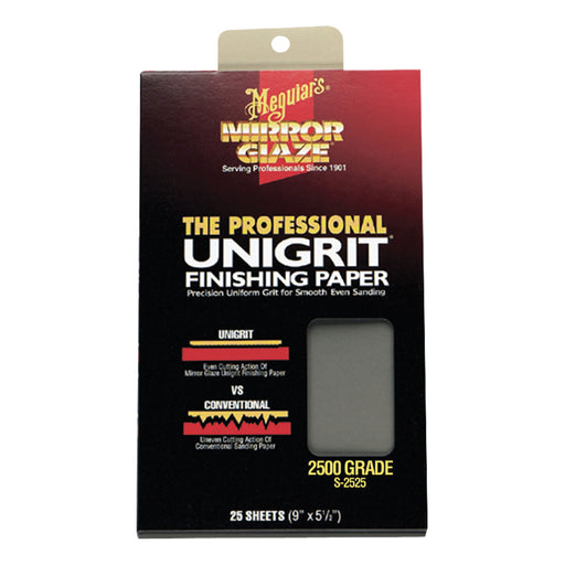Meguiar's Mirror Glaze Unigrit S2525 Finishing Paper, 9 in x 5-1/2 in, 2500 Grit