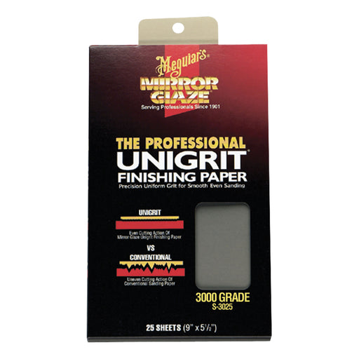Meguiar's Mirror Glaze Unigrit S3025 Finishing Paper, 9 in x 5-1/2 in, 3000 Grit
