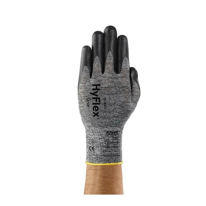 HyFlex® 11-801-10 Light-Duty Multi-Purpose Industrial Safety Gloves, X-Large, Black/Gray, Nitrile