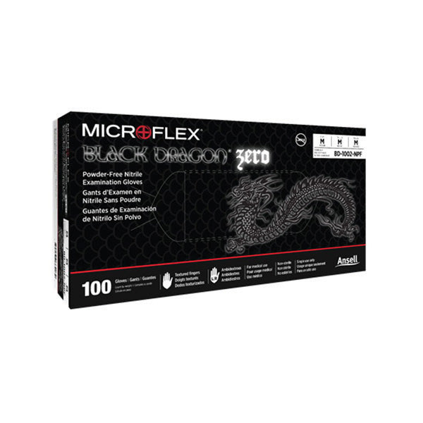 Microflex Corp. Microflex Black Dragon Zero BD-1002-NPF General Purpose Disposable Exam Gloves, Medi