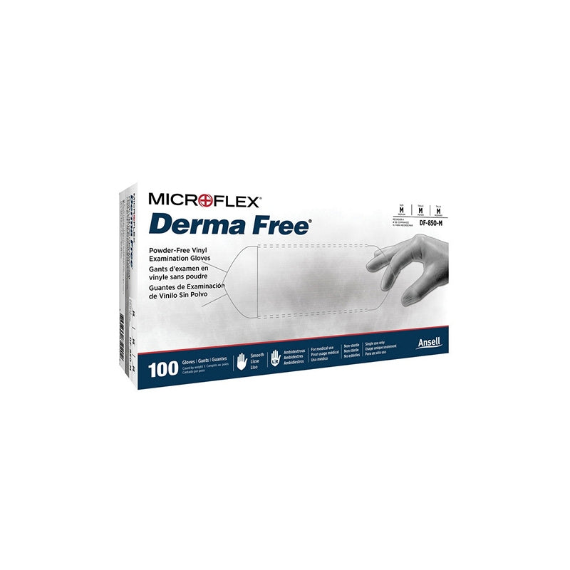 Microflex Corp. Microflex Derma Free DF-850-S General Purpose Disposable Exam Gloves, Small, Vinyl, — view 2
