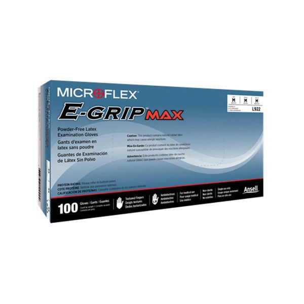 Microflex® E-Grip® L922 General Purpose Disposable Exam Gloves, Medium, Natural Rubber Latex, Textured Natural