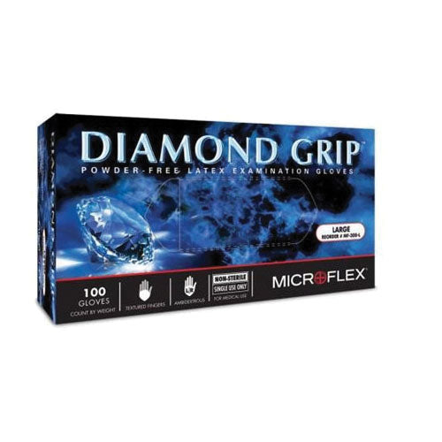 Microflex Diamond Grip MF-300-L MF-300 Durable Disposable Exam Gloves, Large, Natural Rubber Latex,