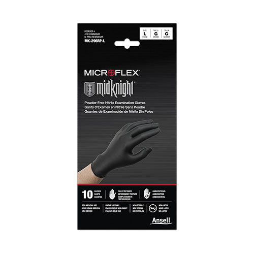 Microflex Corp. Microflex MidKnight MK296-S General Purpose Disposable Exam Gloves, Small, Nitrile,