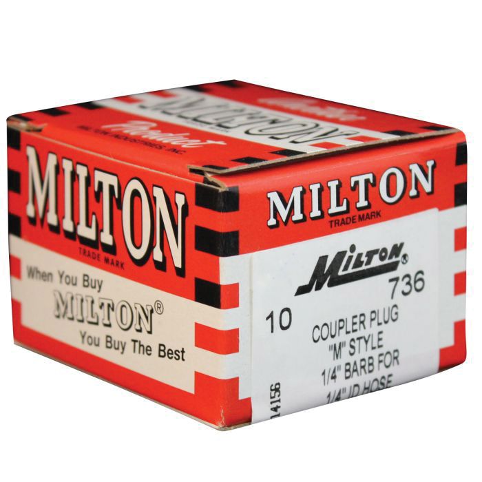 Milton Industries, Inc. Milton 736 M-Style Plug, M-Style, 1/4 in, Hose Barb, Steel