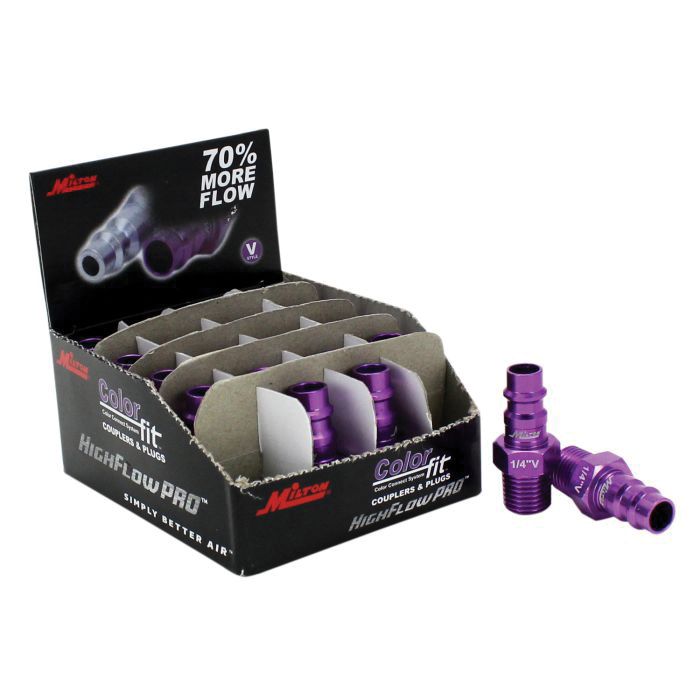 Milton Industries, Inc. Milton HighFlowPRO 760VC-20 V-Style Plug, 1/4 in, MNPT, Purple
