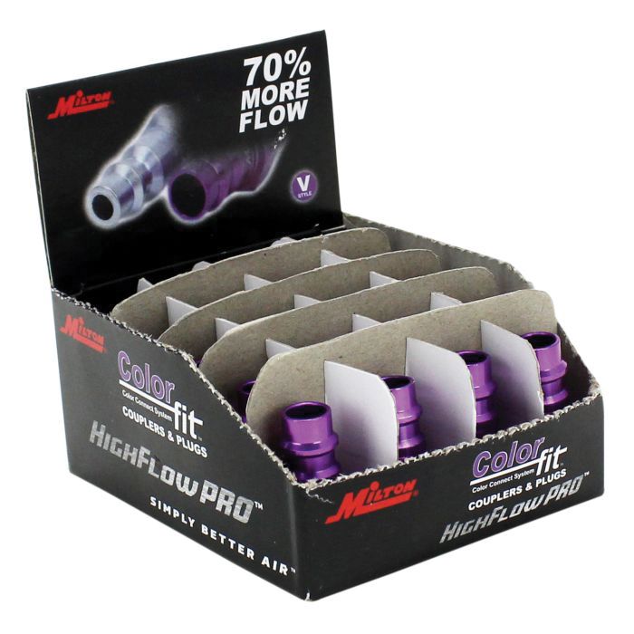 Milton Industries, Inc. Milton Highflowpro 761VC-20 V-Style High Flow Plug, 1/4 in, FNPT, Purple