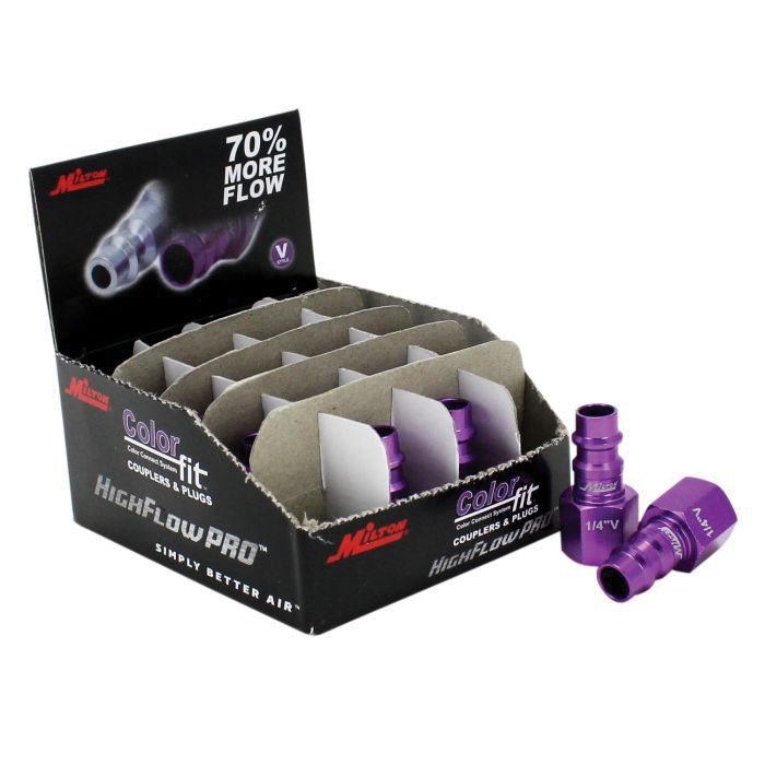 Milton Industries, Inc. Milton Highflowpro 761VC-20 V-Style High Flow Plug, 1/4 in, FNPT, Purple — view 3