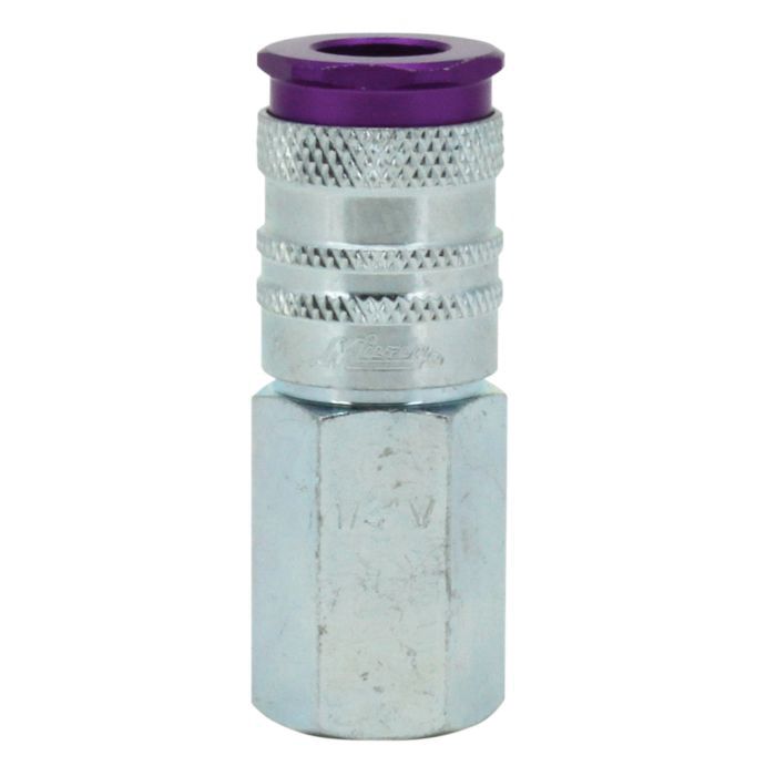Milton Highflowpro ColorFit 764VC V-Style Coupler, 1/4 in, FNPT, Steel, Purple — view 4