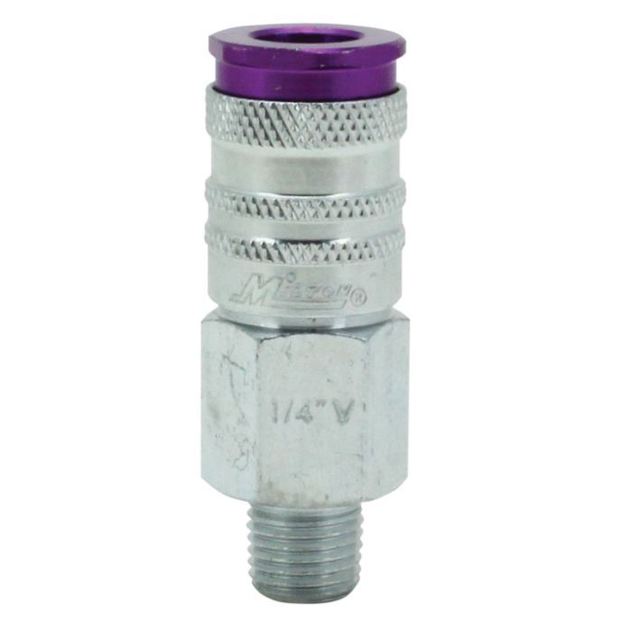 Milton Industries, Inc. Milton ColorFit 765VC V-Style Coupler, 1/4 in, MNPT, Steel, Purple — view 4