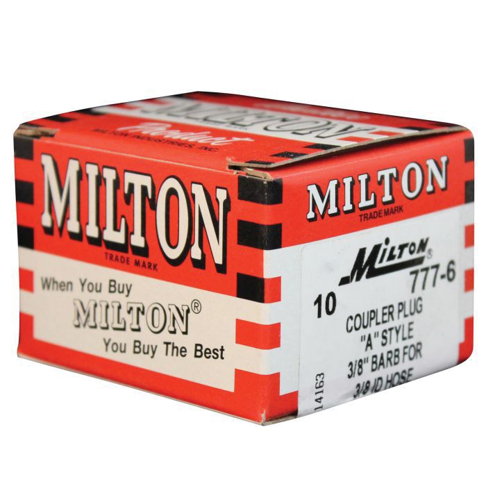 Milton Industries, Inc. Milton 777-6 A-Style Hose Barb Quick Coupler Plug, 3/8 in, Steel