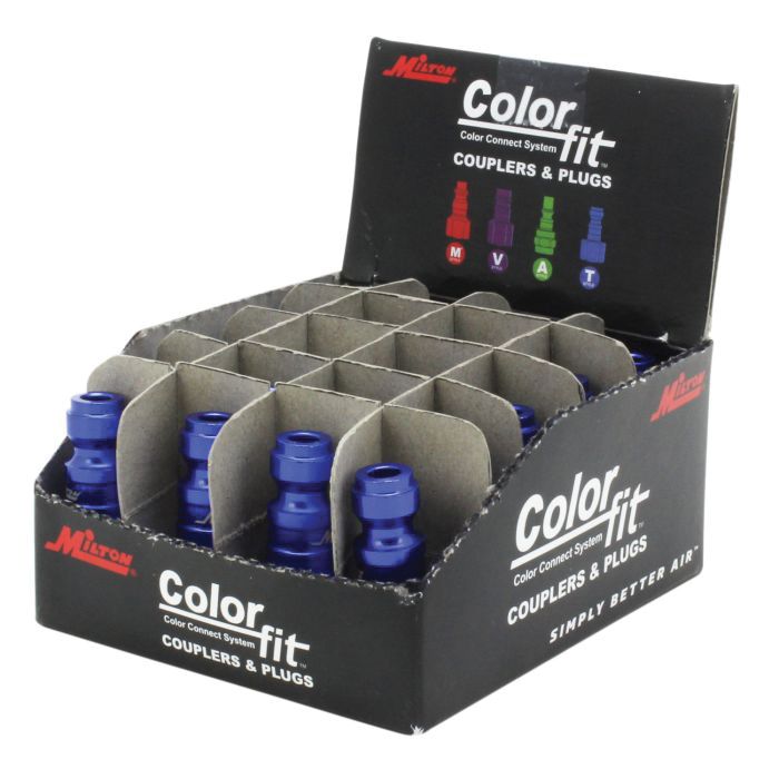 Milton Industries, Inc. Milton ColorFit 783TC-20 T-Style Plug, 1/4 in, MNPT, Blue — view 3