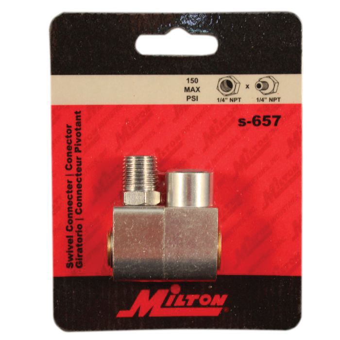Milton Industries, Inc. Milton S-657 Air Hose Swivel Connector, 1/4 in NPT, 150 psi, 40 cfm