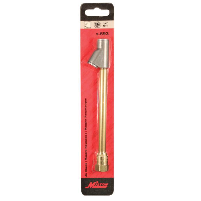 Milton Industries, Inc. Milton S-693 Dual Head Straight Foot Air Chuck, Brass, Silver