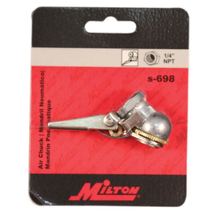 Milton Industries, Inc. Milton S-698 Ball Foot Single Head Air Chuck with Grip, Die-Cast Zinc, Silve