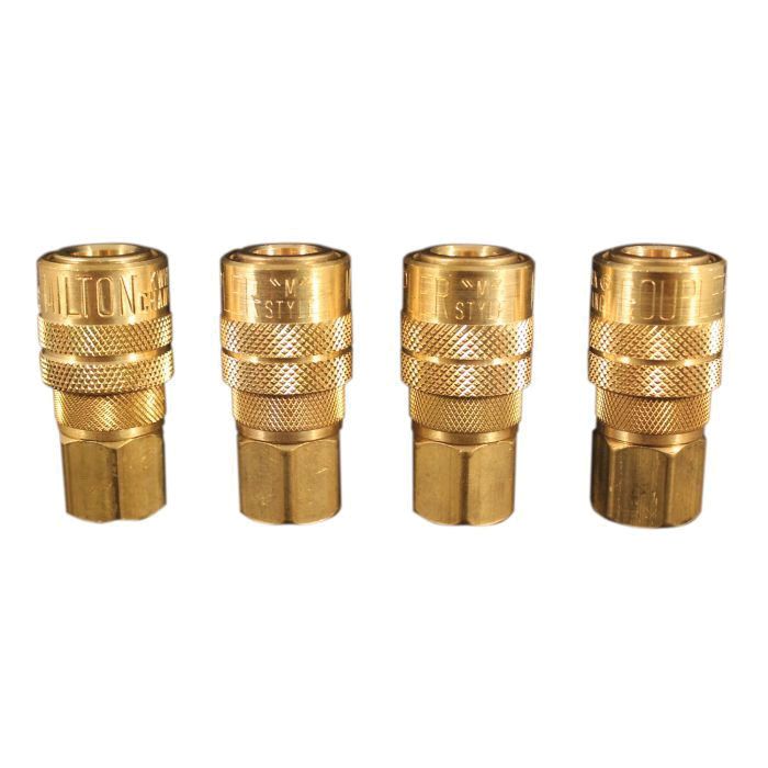 Milton Industries, Inc. Milton Kwik-Change S-715 M-Style Coupler, 1/4 in, FNPT, Brass