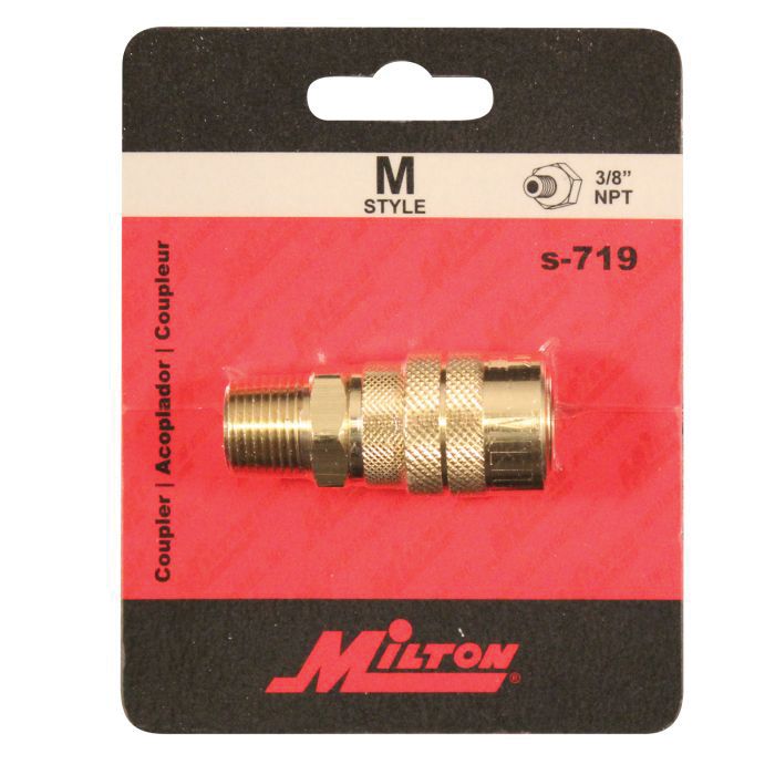 Milton Industries, Inc. Milton Kwik-Change S-719 M-Style Coupler, 3/8 in, MNPT, Brass