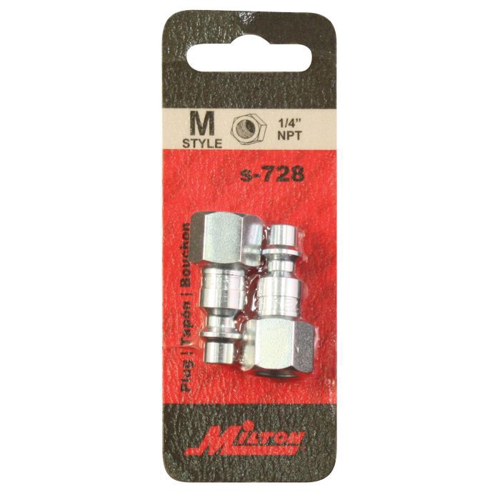 Milton Industries, Inc. Milton S-728 M-Style Plug, 1/4 in, FNPT, Steel — view 2