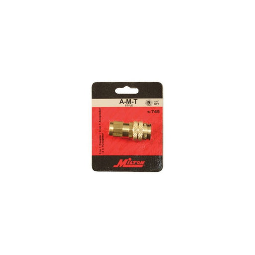 Milton Industries, Inc. Milton S-745 AMT-Style 3-Way Coupler, 1/4 in, FNPT, Brass — view 2
