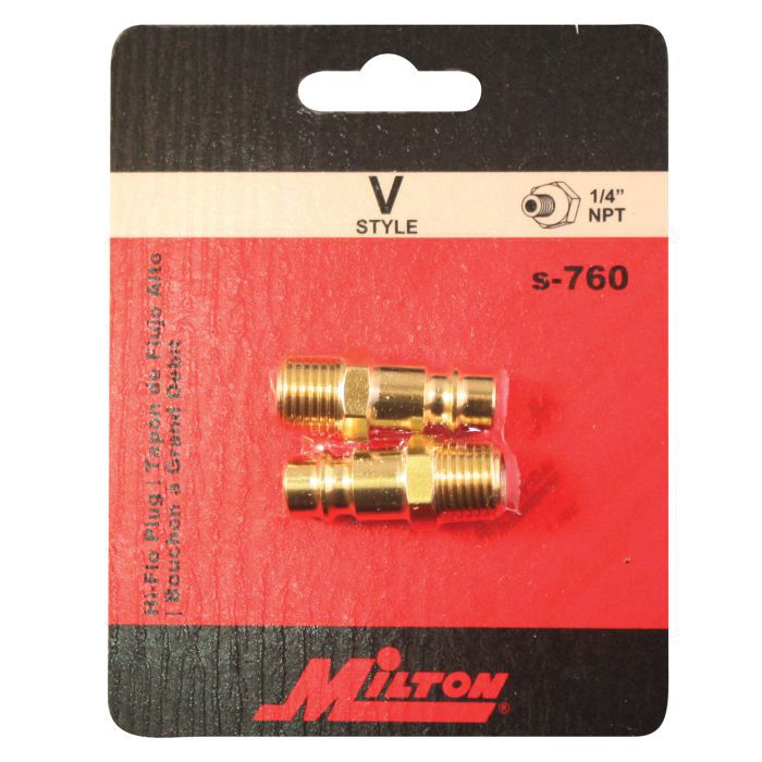 Milton Industries, Inc. Milton Highflowpro S-760 V-Style Plug, 1/4 in, MNPT, Brass — view 4