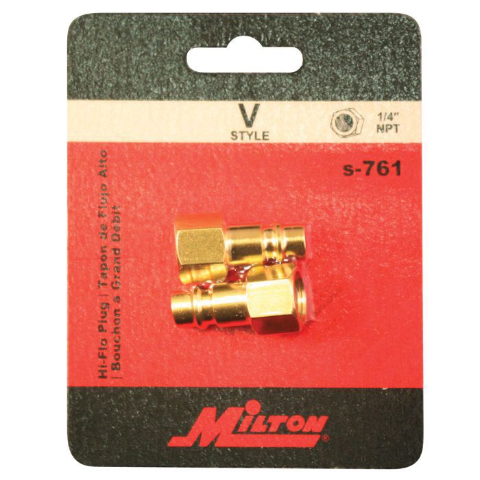 Milton Industries, Inc. Milton Highflowpro S-761 V-Style Plug, 1/4 in, FNPT, Brass — view 2
