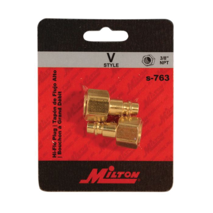 Milton Industries, Inc. Milton Highflowpro S-763 V-Style Plug, 3/8 in, FNPT, Brass — view 2