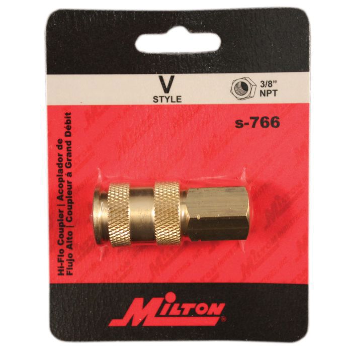Milton Industries, Inc. Milton Highflowpro S-766 V-Style Coupler, 3/8 in, FNPT, Brass — view 2