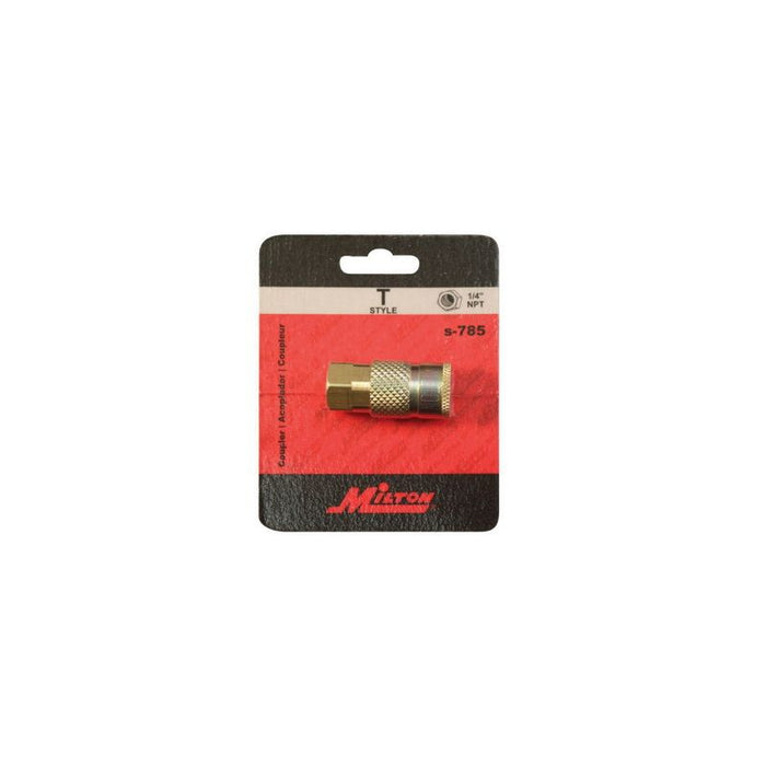 Milton S-785 T-Style Quick-Connect Coupler, 1/4 in, FNPT, Brass — view 4
