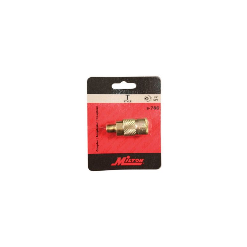 Milton Industries, Inc. Milton S-786 T-Style Quick-Connect Coupler, 1/4 in, MNPT, Brass — view 2