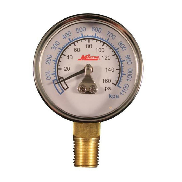 Milton Industries, Inc. Gage 1/4" NPT, 0-160 PSI - Bottom Mount — view 2