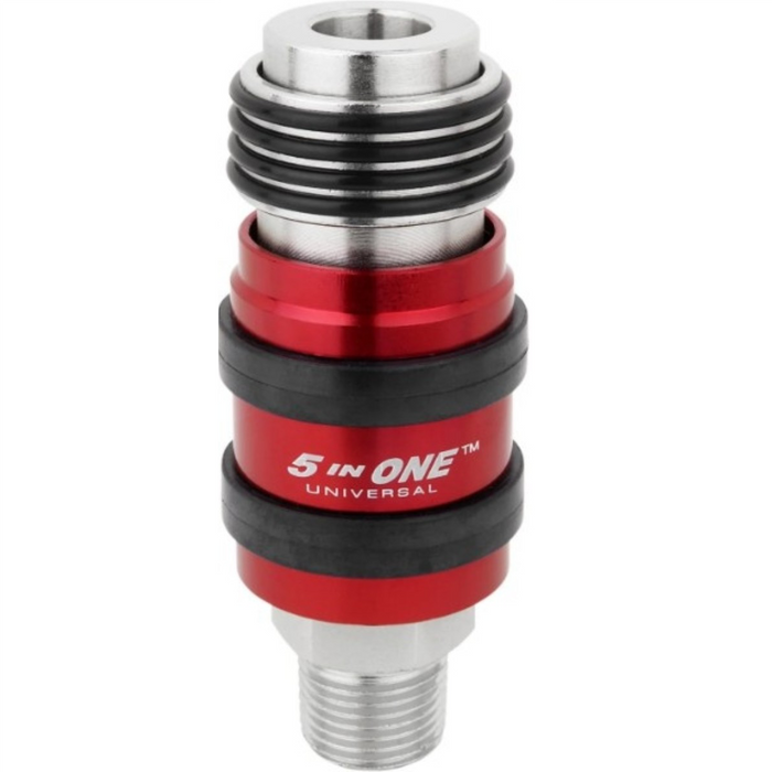 Milton Industries, Inc. 5 In ONE Universal Safety Exhaust Quick-Connect Industrial Coupler, 3/8-inch