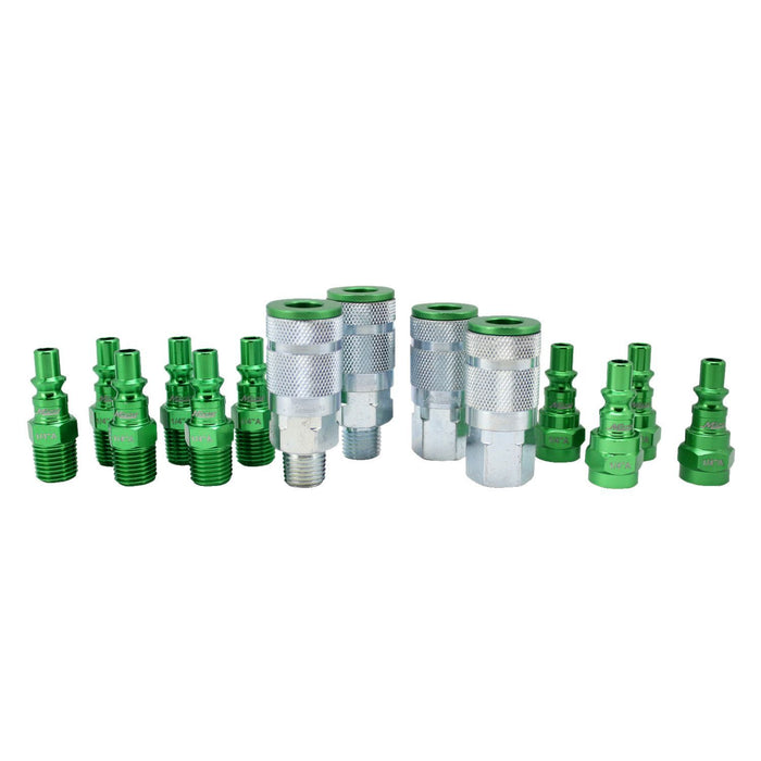 Milton Industries, Inc. ColorFit 14pc. Coupler/Plug Set, A-style Green, 1/4" NPT
