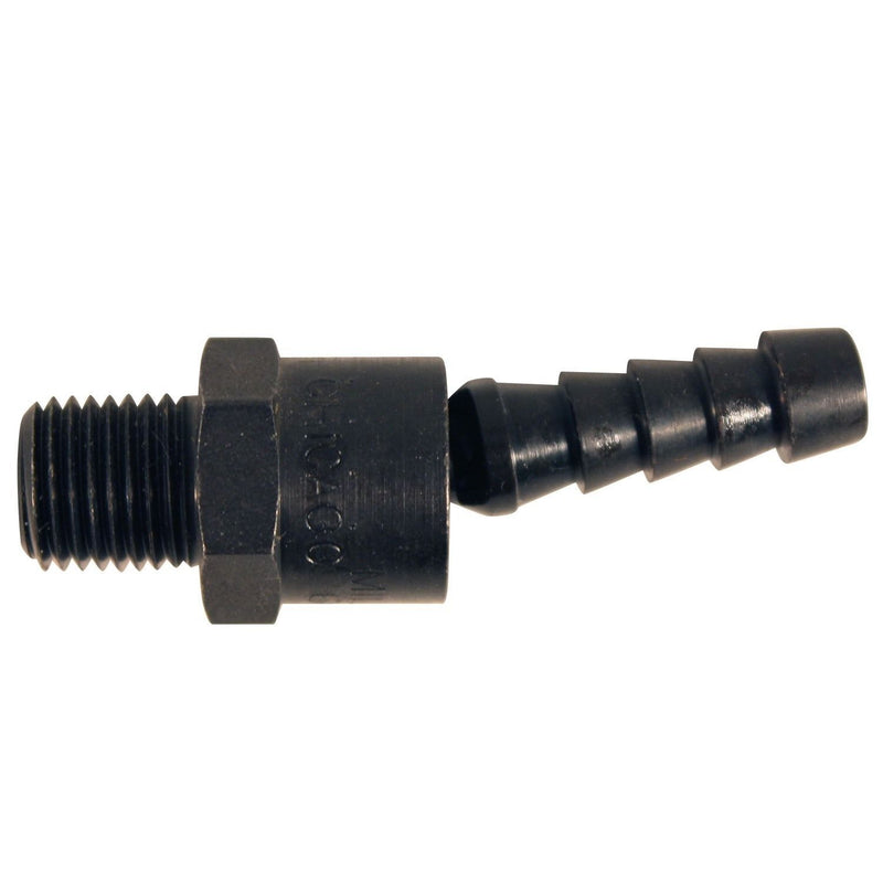 S-658 1/4 in MNPT x 1/4 in Barb Swivel Hose End - 360° Rotation, Steel Black-Oxide Finish
