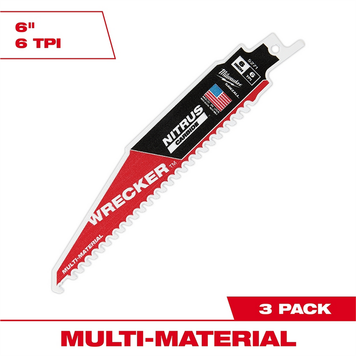 Milwaukee Tools 6" The Wrecker With Nitrus Carbide 3Pk
