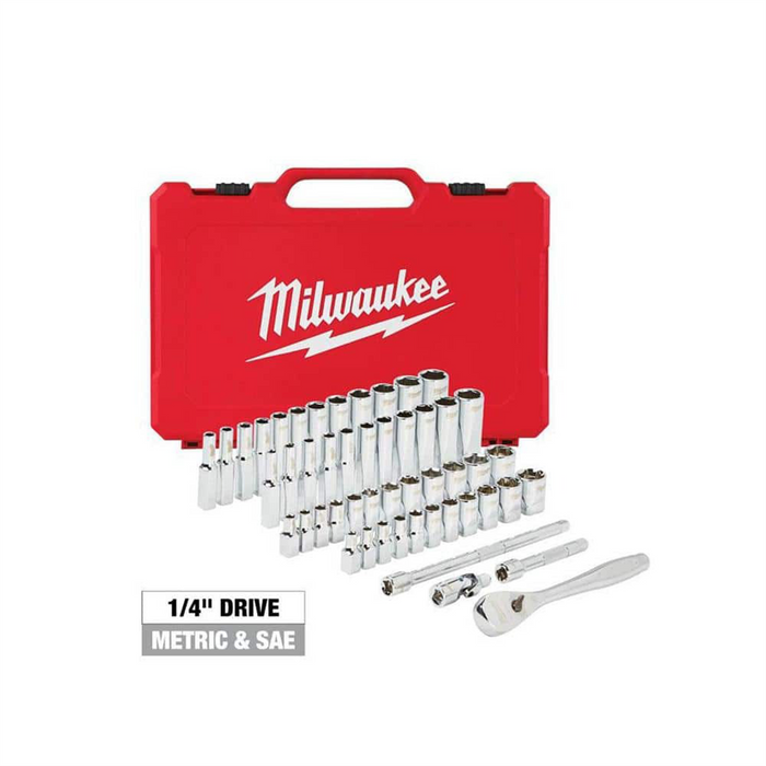Milwaukee Tools 1/4" Drive 50Pc Ratchet & Socket Set - Sae & Metric