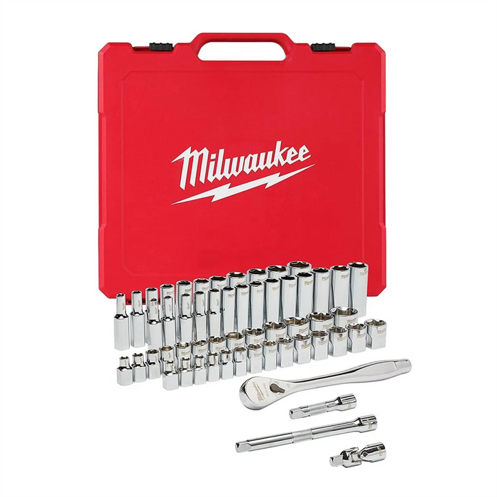 Milwaukee Tools Milwaukee 48-22-9008 Ratchet And Socket Set With Four Flat Sides, 3/8 In Drive