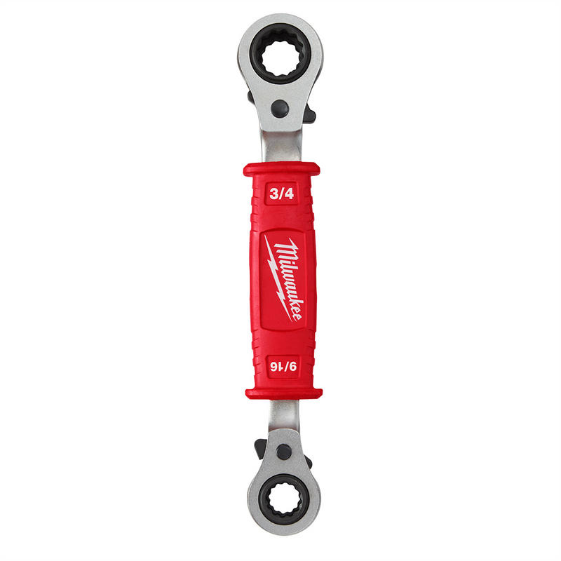 Tools Lineman's 4in1 Insulated Ratcheting Box Wrench 48-22-9212 with twelve-point sockets