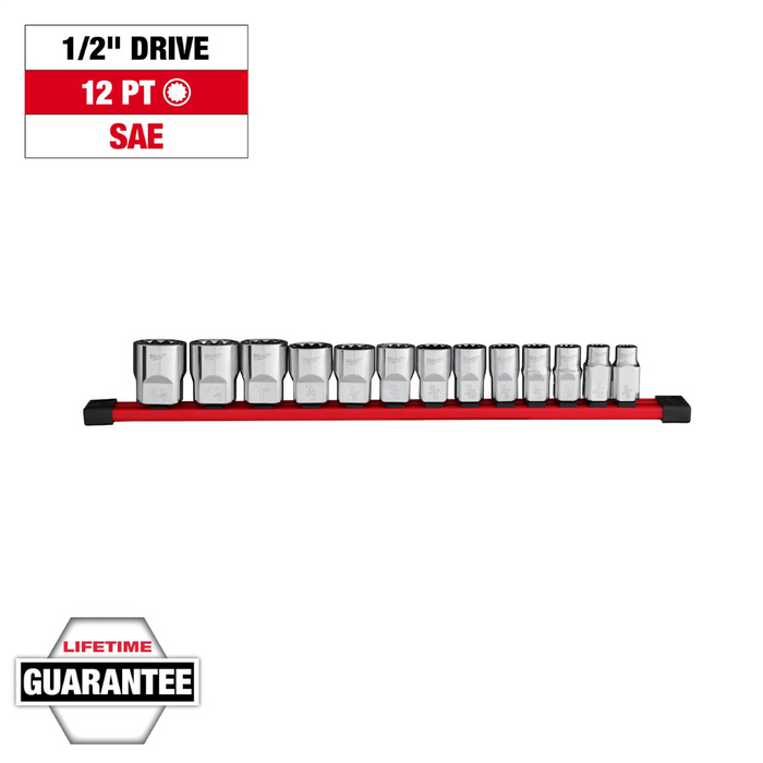 Milwaukee Tools 13pc 1/2 inch Drive 12-Point SAE Socket Set