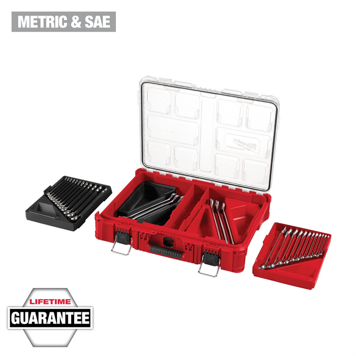 Milwaukee Tools 30pc Metric & SAE Combination Wrench Set with PACKOUT Organizer
