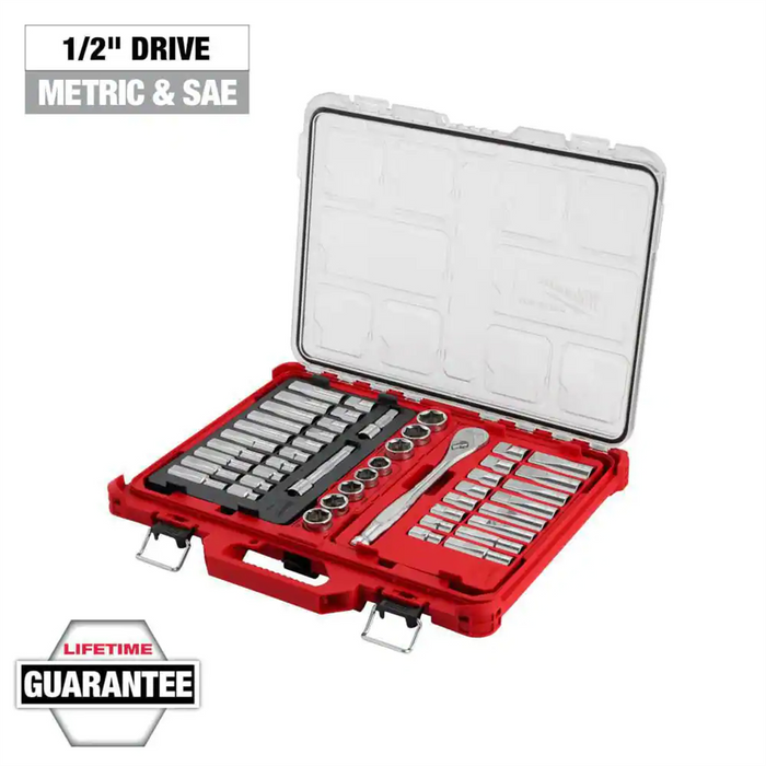 Milwaukee Tools 47Pc 1/2" Dr Ratchet/Skt Set Packout Low