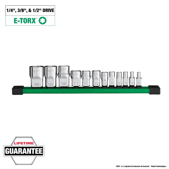 Milwaukee Tools 12pc 1/4 inch, 3/8 inch, and 1/2 inch Drive External TORX Socket Set