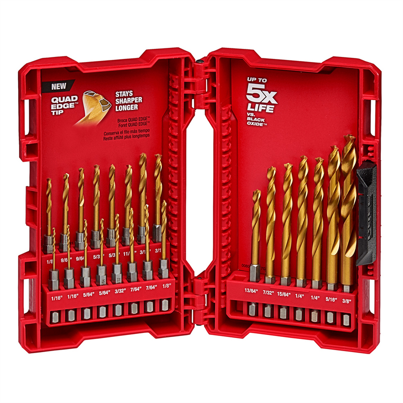Tools Shockwave Impact Duty RED HELIX 23-Piece Titanium Drill Bit Set, Part 48-89-4631