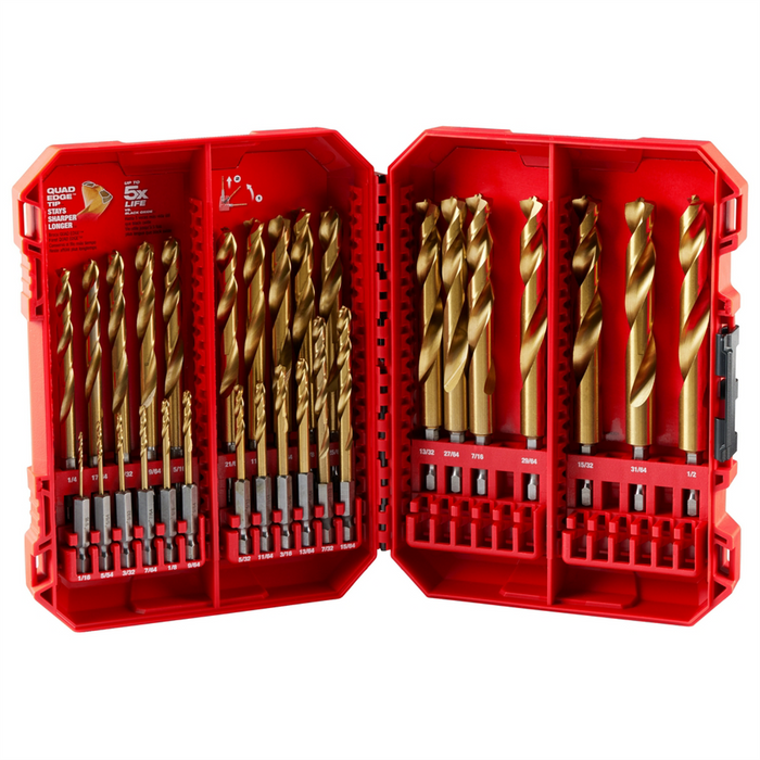 Milwaukee Tools Impact Duty RED HELIX Titanium Drill Bit Set &hyphen; 29PC