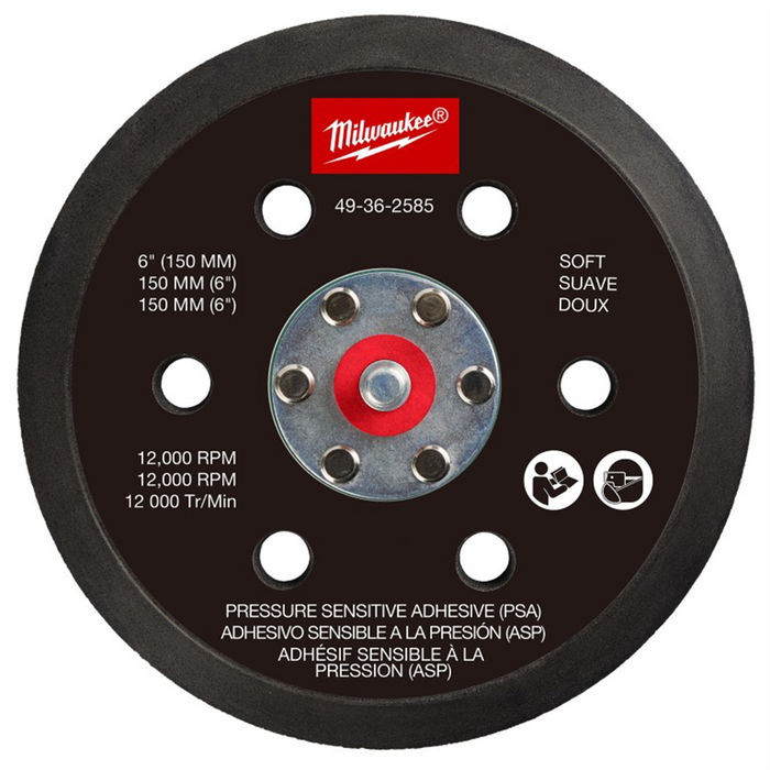 Milwaukee Tools 6" Psa Sander Backing Pad - Soft