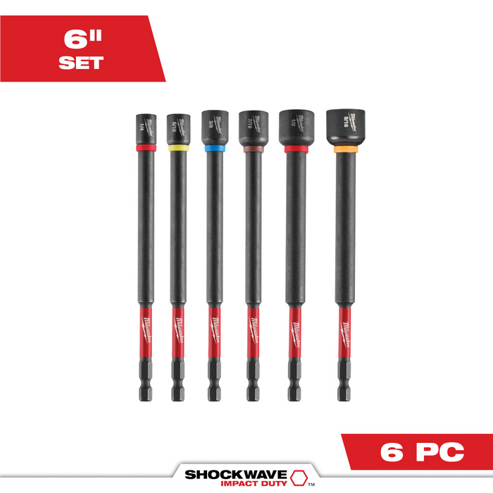 Milwaukee Tools 6 Piece SHOCKWAVE Impact Duty 6 Inch Magnetic Nut Driver Set