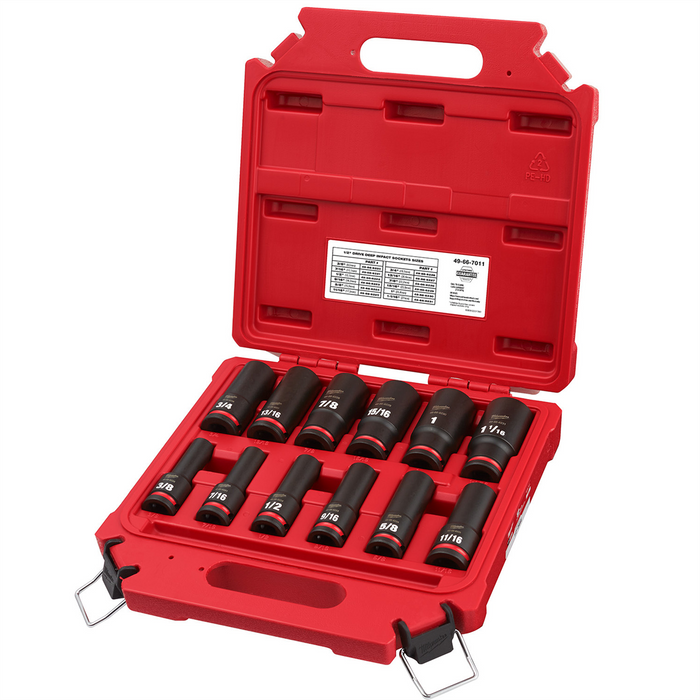 Milwaukee Tools Impact Duty 1/2" Drive SAE Deep 6 Point Socket Set